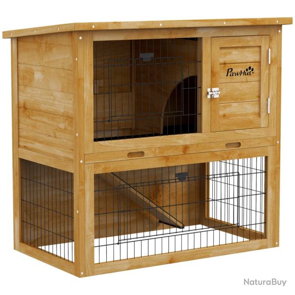 Clapier pour lapins 2 �tages 85 x 50 x 80 cm plateau coulissant toit bitum� imperm�able rustique ja