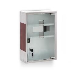 Armoire &agrave; pharmacie moderne avec porte en verre 70 x 40 x 20 cm pratique et s&eacute;curis&eacute;e en acier inox