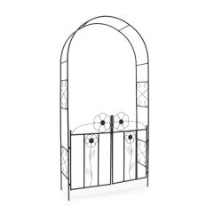 Arche &agrave; rosiers d&eacute;corative jardin 200 x 120 x 40 cm en fer &eacute;poxy noir 13_0003267