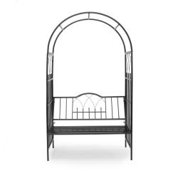 Arche &agrave; rosiers banc d&eacute;coratif jardin 200 x 120 x 40 cm ambiance romantique en fer &eacute;poxy noir 13_00