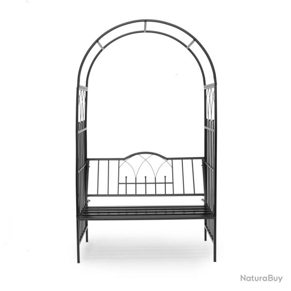 Arche � rosiers banc d�coratif jardin 200 x 120 x 40 cm ambiance romantique en fer �poxy noir 13_00