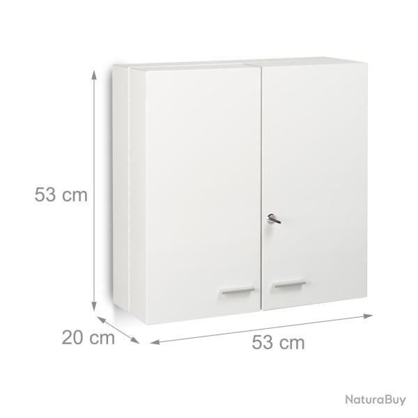 Armoire � pharmacie s�curis�e moderne salle de bain 11 compartiments 120 x 60 x 30 cm en m�tal blan