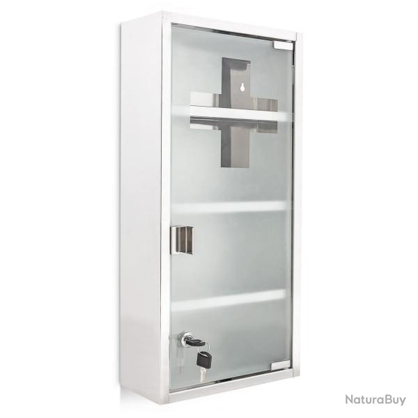 Armoire � pharmacie moderne spacieuse design pratique 60 x 30 x 15 cm en inox argent� 13_0004440