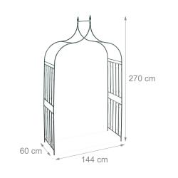 Arche d&eacute;corative pour plantes grimpantes jardin 200 x 120 x 40 cm design romantique en m&eacute;tal noir 1
