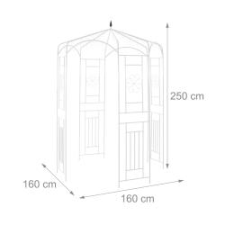 Arche &agrave; rosiers d&eacute;corative jardin 250 x 160 x 160 cm pour plantes grimpantes en m&eacute;tal noir 13_00055