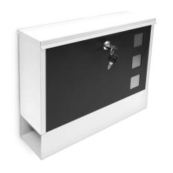 Bo&icirc;te aux lettres murale moderne avec compartiment journaux 30 x 36 x 10 cm en m&eacute;tal noir 13_0005700