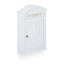Bo&icirc;te aux lettres murale vintage antique 44,5 x 31 x 9,5 cm en fonte d'aluminium noir 13_0005786