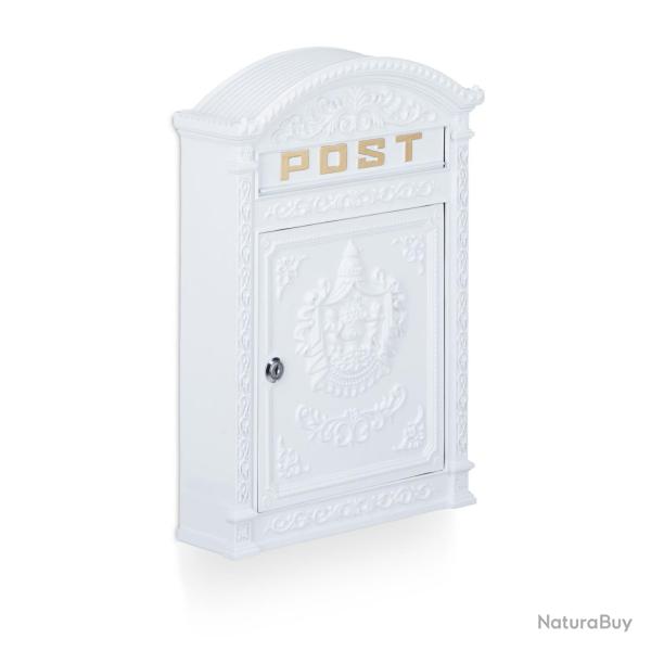 Bo�te aux lettres murale vintage antique 44,5 x 31 x 9,5 cm en fonte d'aluminium noir 13_0005786