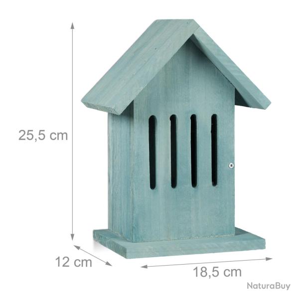 Abri � papillons � suspendre jardin 25,5 x 18,5 x 12 cm avec crochet et clapet lat�ral en bois vert