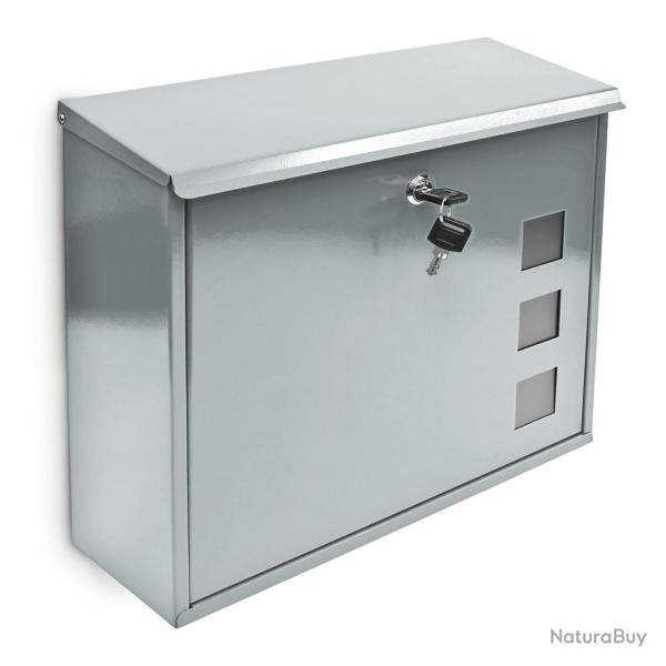 Bo�te aux lettres murale moderne verrouillable 34,5 x 33 x 10,5 cm en m�tal noir 13_0005704