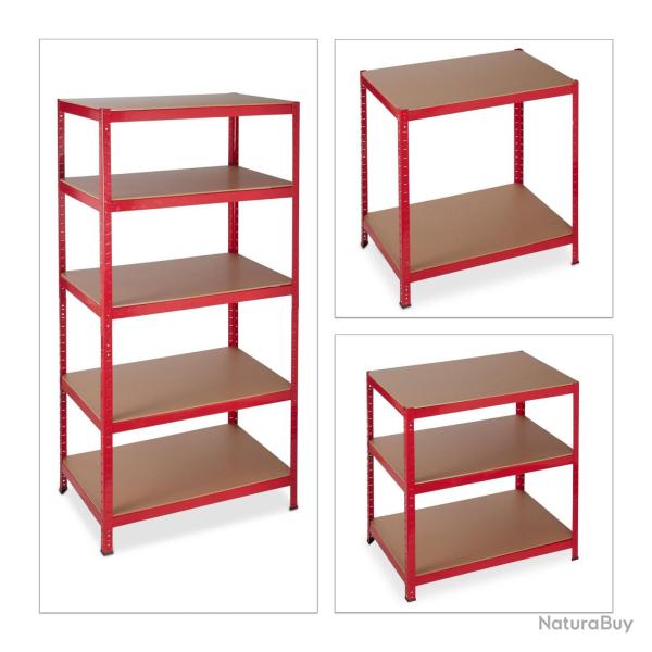 �tag�re de rangement charge lourde ajustable 180 x 90 x 60 cm pour garage et cave en m�tal rouge 13