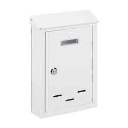 Bo&icirc;te aux lettres murale vintage compacte serrure s&eacute;curit&eacute; 30,5 x 21 x 7 cm en fer blanc 13_0009962