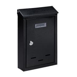 Bo&icirc;te aux lettres murale vintage compacte serrure s&eacute;curit&eacute; 30,5 x 21 x 7 cm en fer noir 13_0009960