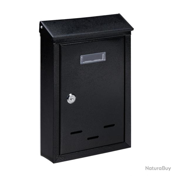 Bo�te aux lettres murale vintage compacte serrure s�curit� 30,5 x 21 x 7 cm en fer noir 13_0009960