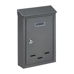 Bo&icirc;te aux lettres murale vintage compacte serrure s&eacute;curit&eacute; 30,5 x 21 x 7 cm en fer noir 13_0009963