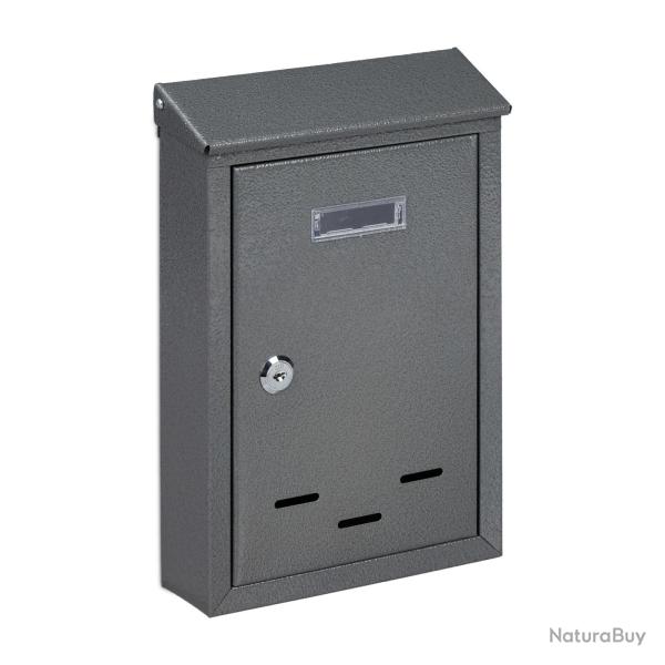 Bo�te aux lettres murale vintage compacte serrure s�curit� 30,5 x 21 x 7 cm en fer noir 13_0009963