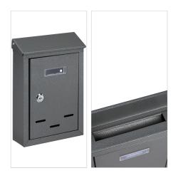 Bo&icirc;te aux lettres murale vintage compacte 26,5 x 19 x 6,5 cm avec serrure s&eacute;curis&eacute;e en fer gris 13_