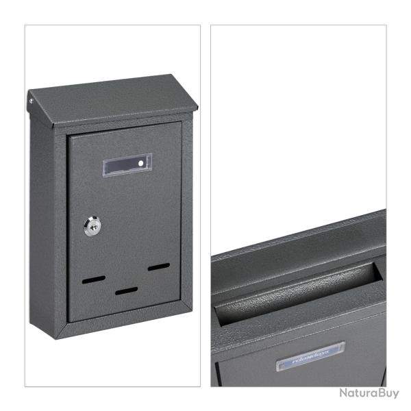 Bo�te aux lettres murale vintage compacte 26,5 x 19 x 6,5 cm avec serrure s�curis�e en fer gris 13_