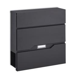 Bo&icirc;te aux lettres moderne murale avec porte-journaux 40 x 30 x 10 cm en acier noir 13_0011280