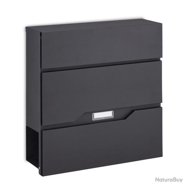 Bo�te aux lettres moderne murale avec porte-journaux 40 x 30 x 10 cm en acier noir 13_0011280