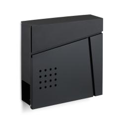 Bo&icirc;te aux lettres murale moderne avec porte-journaux serrure s&eacute;curis&eacute;e 31 x 10 x 35 cm en acier gri
