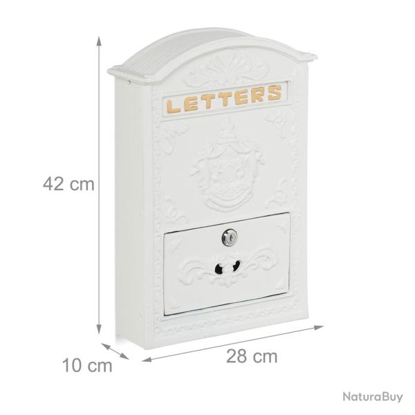 Boite aux lettres r�tro vintage murale avec syst�me de serrure 42 x 28 x 10 cm en fer noir 13_00168