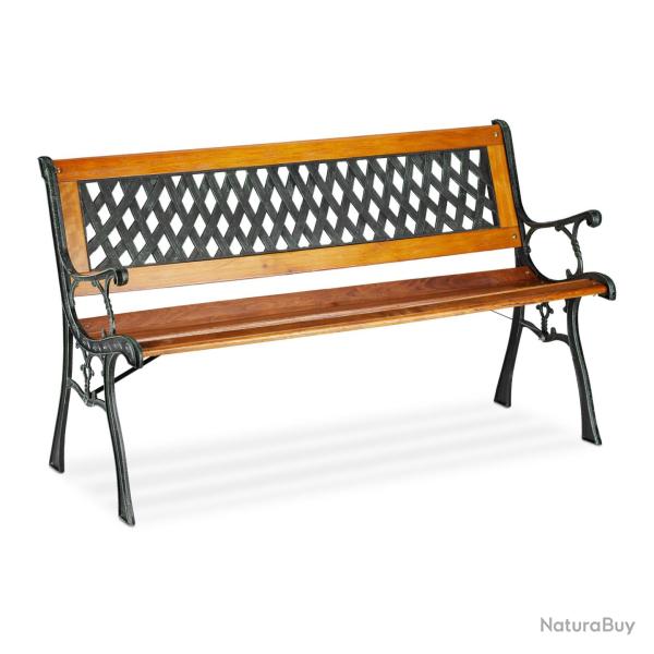 Banc de jardin vintage confortable 120 x 60 x 80 cm pour 2 personnes en fonte de fer marron 13_0004