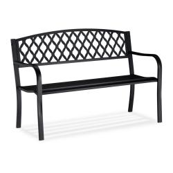 Banc de jardin vintage confortable 120 x 60 x 80 cm pour deux personnes en acier noir 13_0004982