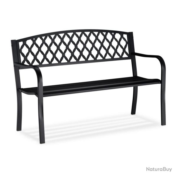 Banc de jardin vintage confortable 120 x 60 x 80 cm pour deux personnes en acier noir 13_0004982