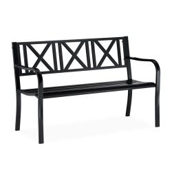 Banc de jardin 2 places vintage &eacute;l&eacute;gant terrasse 120 x 60 x 80 cm en m&eacute;tal noir 13_0004979