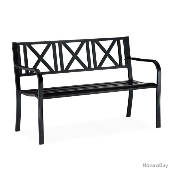 Banc de jardin 2 places vintage �l�gant terrasse 120 x 60 x 80 cm en m�tal noir 13_0004979