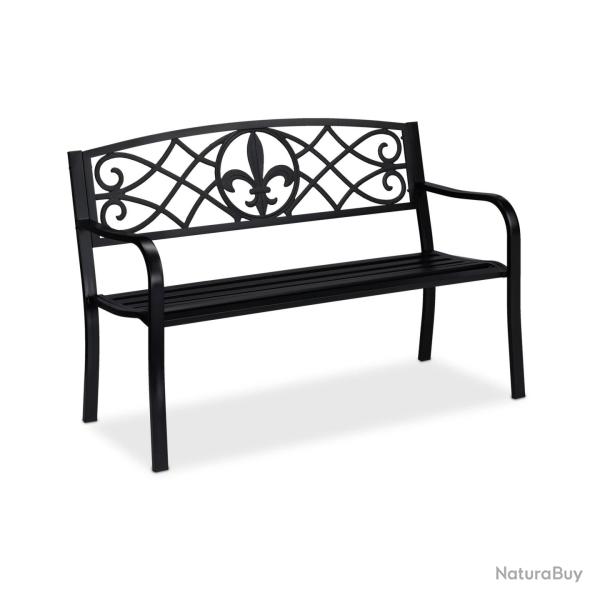 Banc de jardin ergonomique deux places style d�co terrasse 120 x 60 x 80 cm en m�tal noir 13_0008337