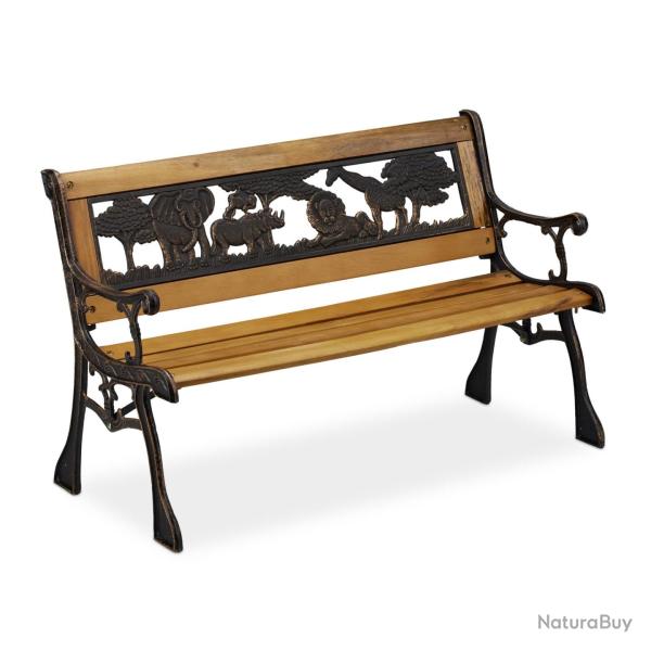 Banc de jardin enfants motifs animaux 100 x 40 x 50 cm en bois marron 13_0008340