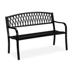 Banc de jardin design antique confortable 120 x 60 x 50 cm en m&eacute;tal noir 13_0008373