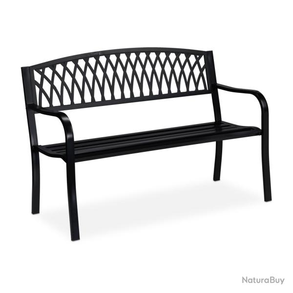 Banc de jardin design antique confortable 120 x 60 x 50 cm en m�tal noir 13_0008373