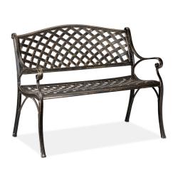 Banc de jardin vintage 118 x 60 x 78 cm assise confortable usage ext&eacute;rieur en aluminium noir 13_000