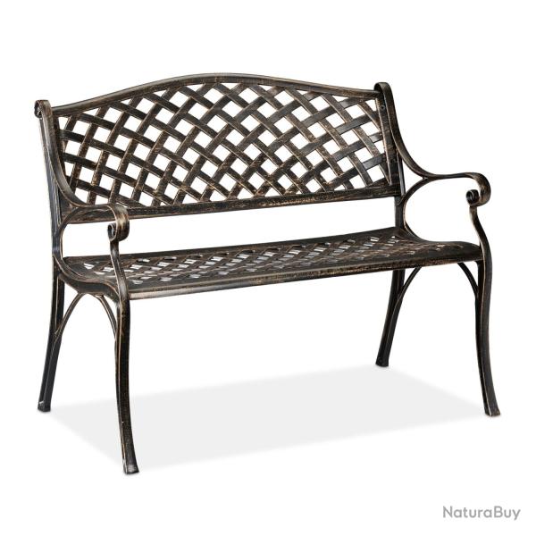 Banc de jardin vintage 118 x 60 x 78 cm assise confortable usage ext�rieur en aluminium noir 13_000