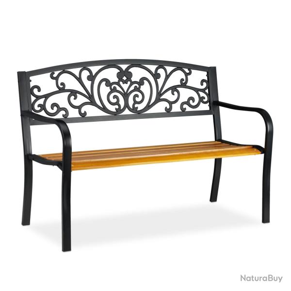 Banc de jardin rustique 120 x 60 x 80 cm avec assise ergonomique finition antique en bois marron 13