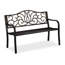 Banc de jardin d&eacute;coratif pour 2 personnes 90 x 127,5 x 63 cm usage ext&eacute;rieur confort style antique