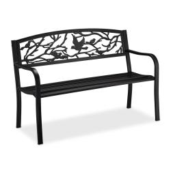 Banc de jardin design antique pour 2 personnes 87 x 127 x 57 cm en acier noir 13_0009502