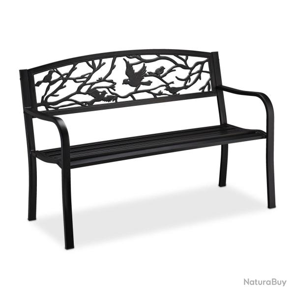 Banc de jardin design antique pour 2 personnes 87 x 127 x 57 cm en acier noir 13_0009502
