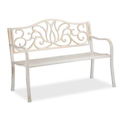 Banc de jardin d&eacute;coratif pour 2 personnes 90 x 127,5 x 63 cm usage ext&eacute;rieur confort style antique