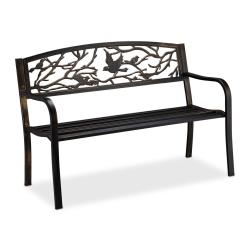Banc de jardin design antique pour 2 personnes 87 x 127 x 57 cm en acier noir 13_0009503