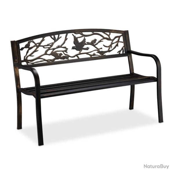 Banc de jardin design antique pour 2 personnes 87 x 127 x 57 cm en acier noir 13_0009503