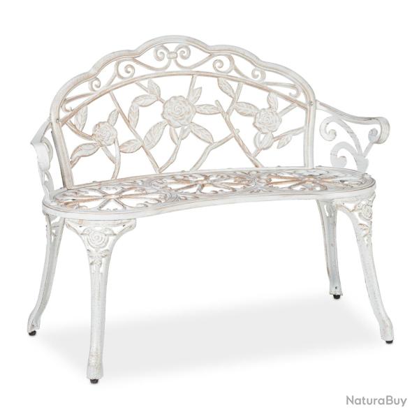 Banc de jardin romantique pour deux en demi-rond 120 x 60 x 40 cm aspect shabby d�coratif en m�tal