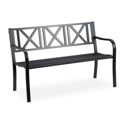 Banc de jardin robuste design rustique 127 x 63 x 80,5 cm confortable deux places en acier blanc 13