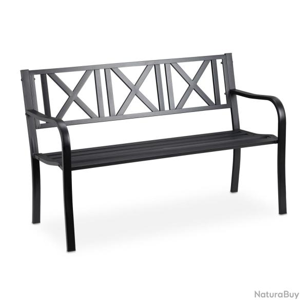 Banc de jardin robuste design rustique 127 x 63 x 80,5 cm confortable deux places en acier blanc 13