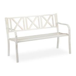 Banc de jardin robuste design rustique 127 x 63 x 80,5 cm confortable deux places en acier blanc 13