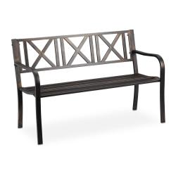 Banc de jardin robuste design rustique 127 x 63 x 80,5 cm confortable deux places en acier blanc 13