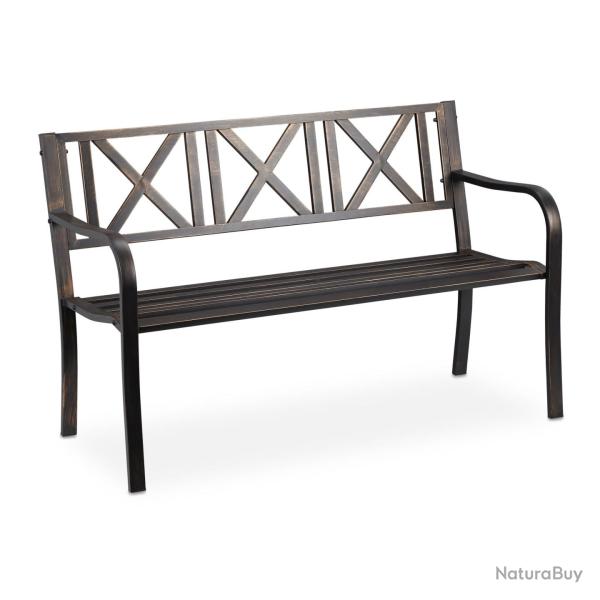 Banc de jardin robuste design rustique 127 x 63 x 80,5 cm confortable deux places en acier blanc 13